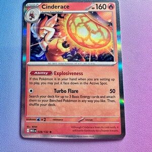 cinderace - 028/132 (holo rare) — pokemon: mega evolutions